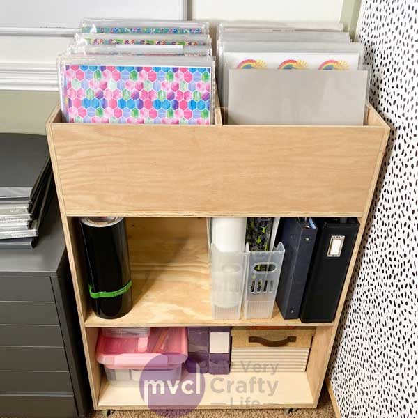 Custom made wood cart for vinyl storage